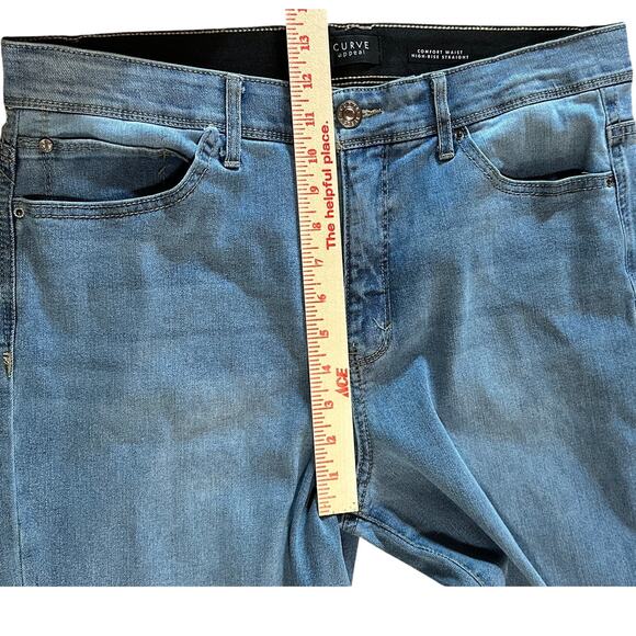 Curve Appeal 14/32 High Rise Straight Comfort Waist Jeans Light Wash Denim - Picture 5 of 11